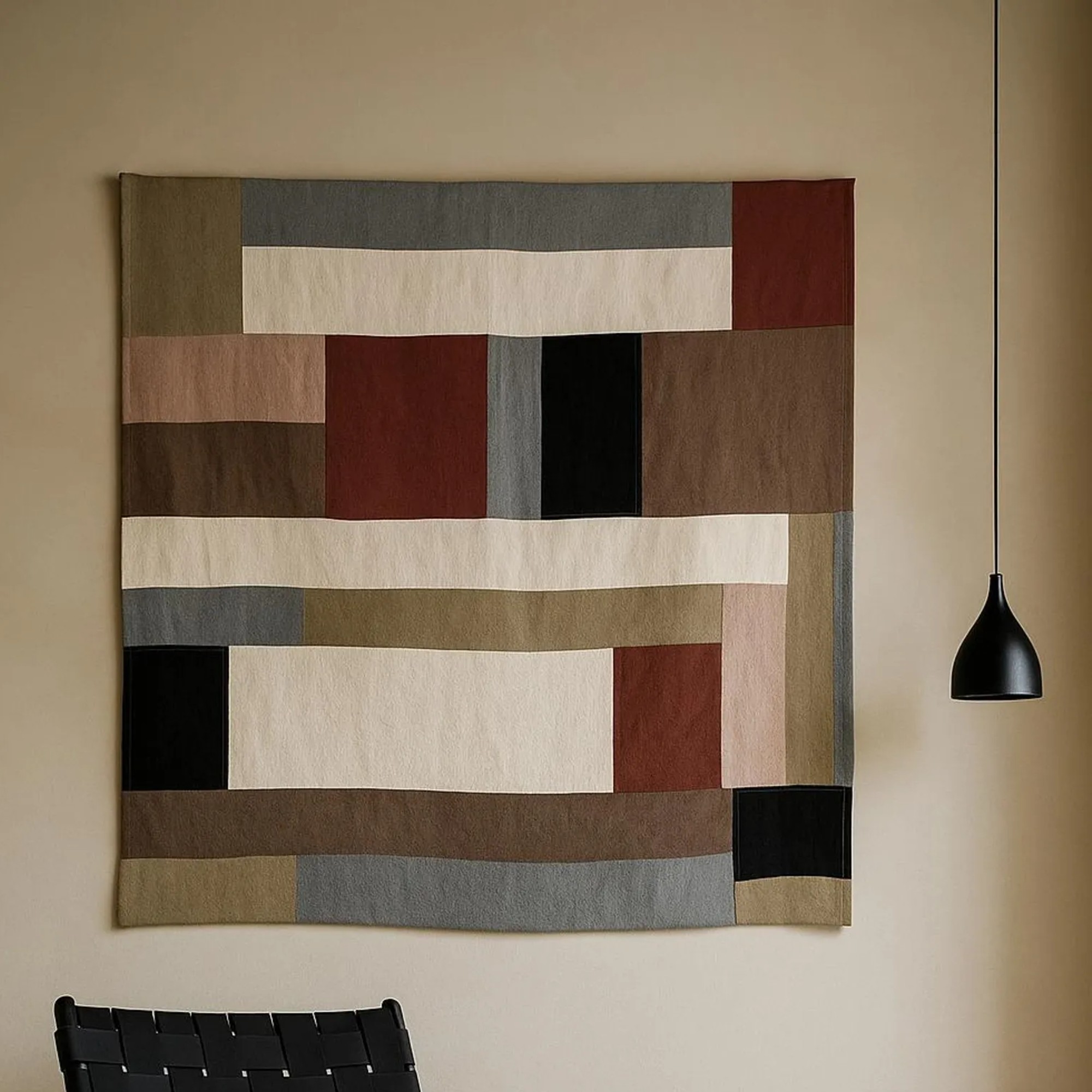 Tavana Studio Modern Linen Wall Hanging &amp;ndash; Bojagi Patchwork Textile Art