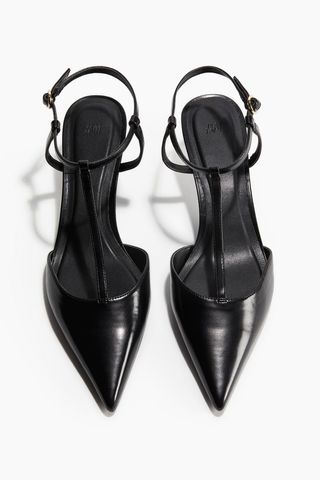 Pointed T-Strap Court Shoes