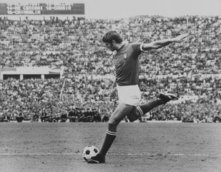 Giacinto Facchetti in action for Italy against Switzerland in 1973.
