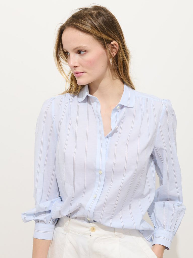Hannah Striped Shirt in Cotton Voile