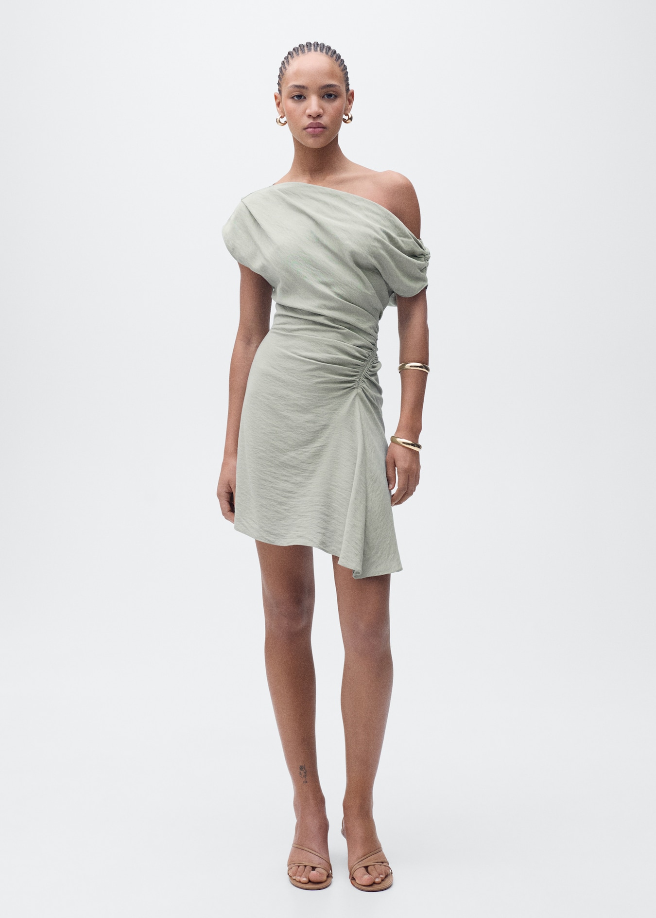 MANGO, Asymmetrical Draped Short Dress - Women | Mango United Kingdom