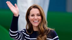 Kate Middleton waving at crowds in stripey top - kate middleton perfume