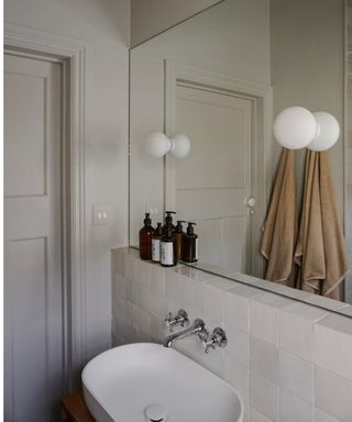 Neutral bathroom with luxury hand soap