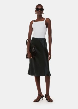 Satin Knee Length Skirt