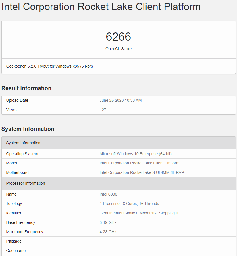 Intel Rocket Lake Processor