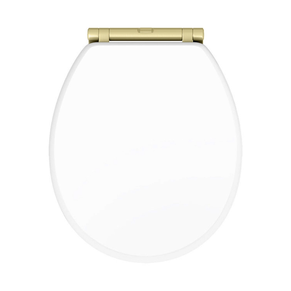 Chatsworth White Soft Close Toilet Seat with Brushed Brass Hinge Set