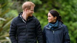 wellington, new zealand october 29 uk out for 28 days prince harry, duke of sussex and meghan, duchess of sussex visit abel tasman national park, which sits at the north eastern tip of the south island, to visit some of the conservation initiatives managed by the department of conservation on october 29, 2018 in wellington, new zealand the duke and duchess of sussex are on their official 16 day autumn tour visiting cities in australia, fiji, tonga and new zealand photo by poolsamir husseinwireimage