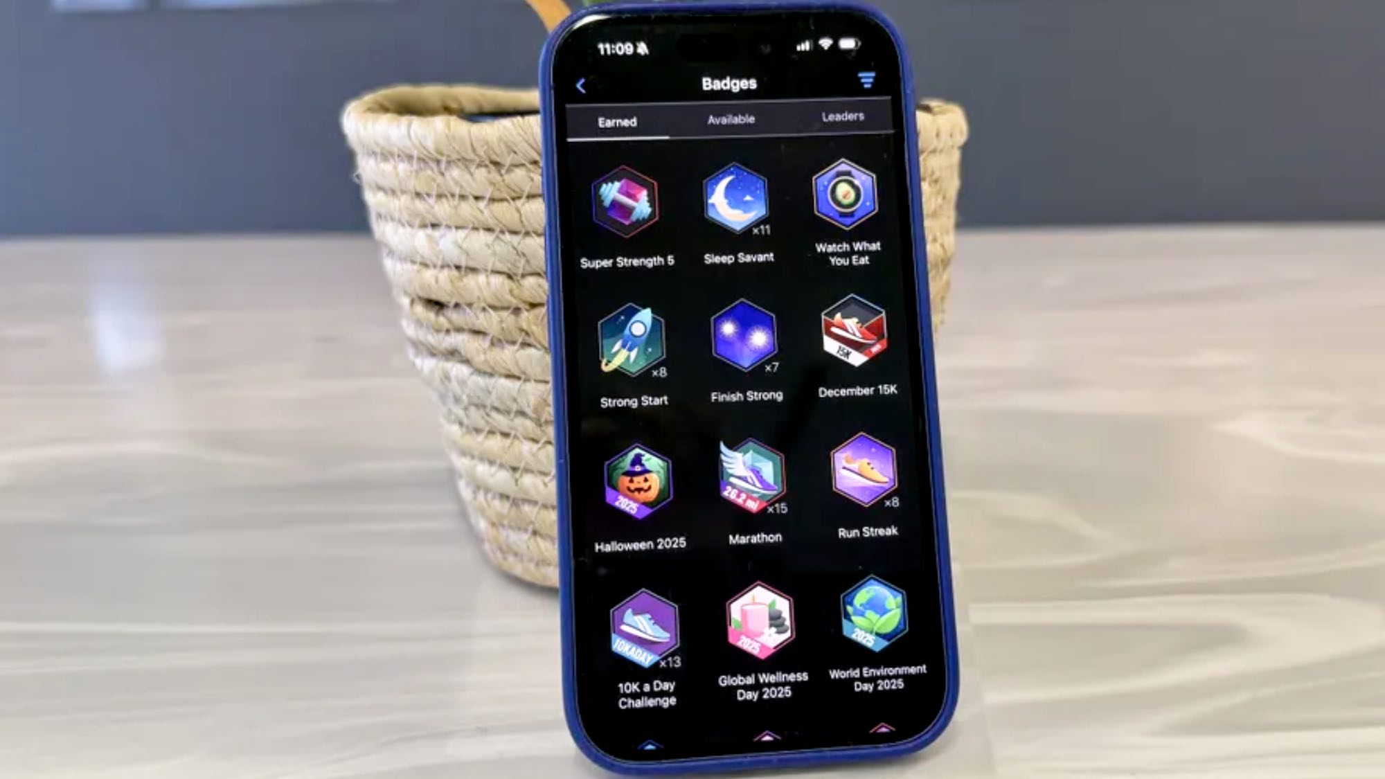 Garmin Connect Badges displayed on phone screen