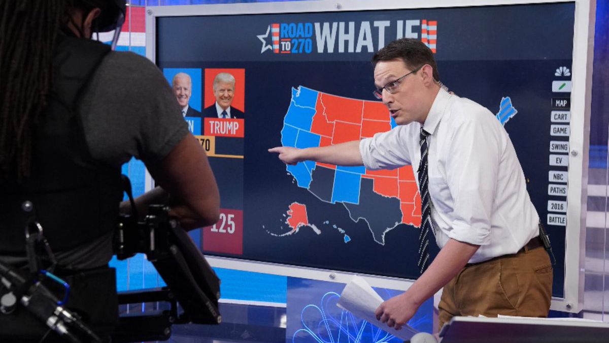 MSNBC&#039;s Steve Kornacki monitors the big board as votes come in.