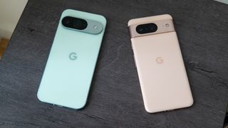 The Google Pixel 9 next to the Pixel 8