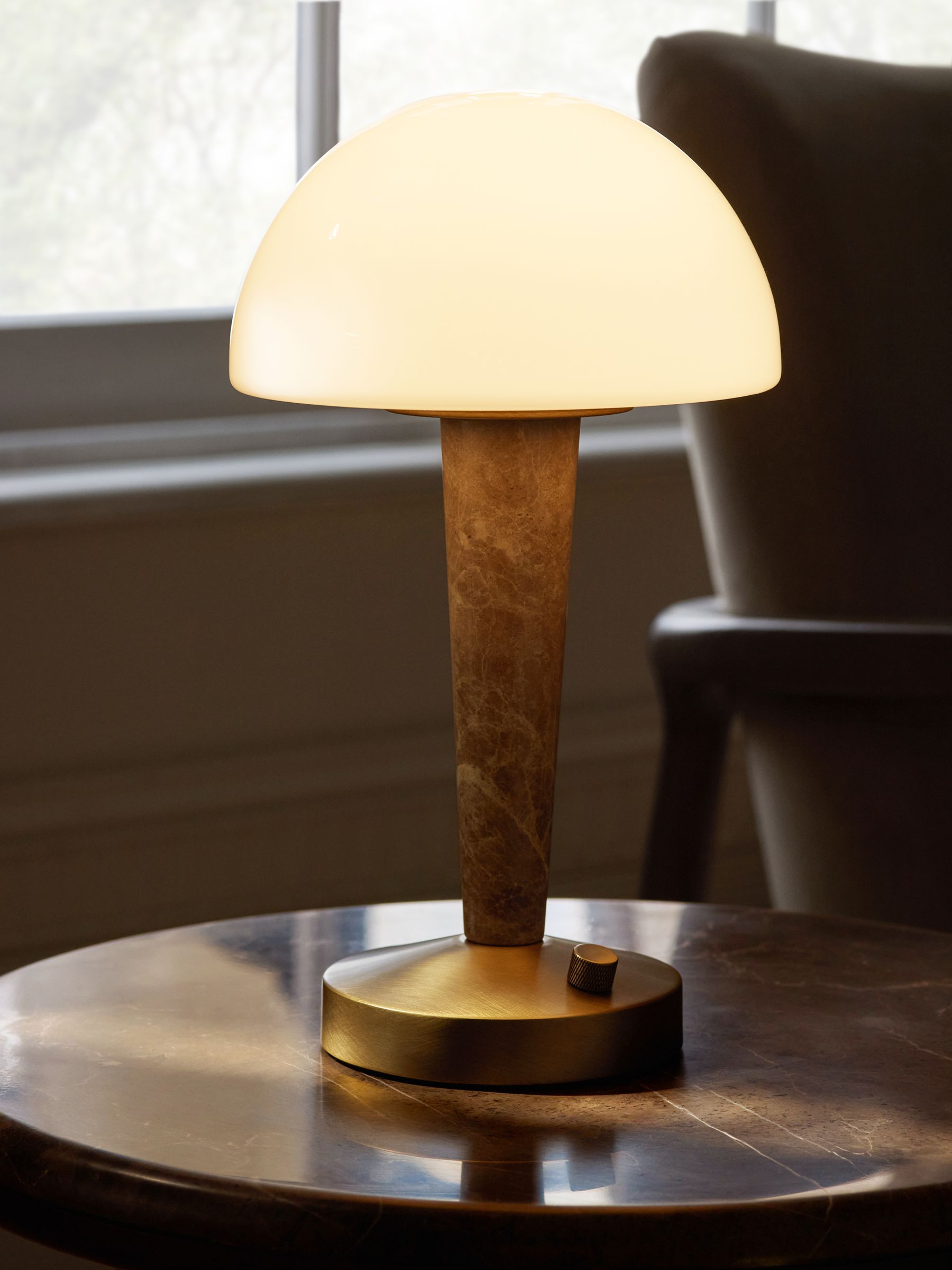 Brass N. Premium Edgecote Marble Rechargeable Table Lamp