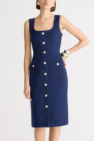 Sophia Sleeveless Midi Dress in Tweed