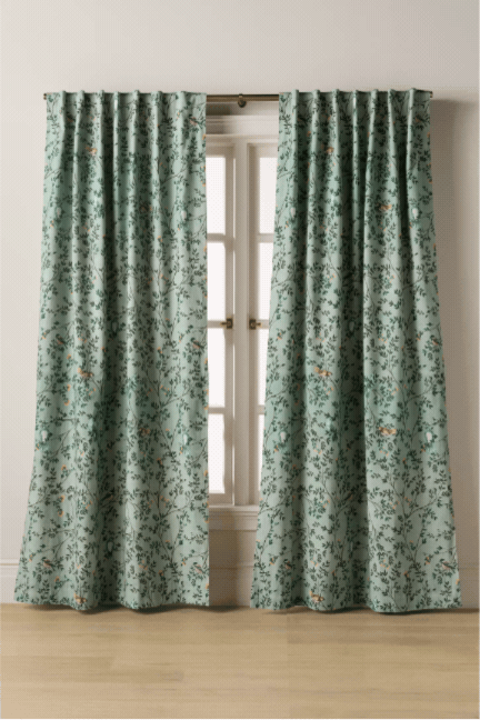Priyanka Organic Cotton Printed Bird Blackout Curtain.