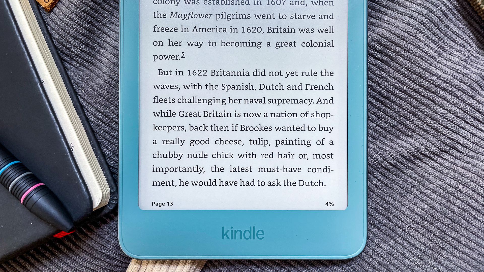 A part of an ebook page on the Amazon Kindle 2026