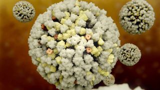 3D-rendering of an influenza virus.