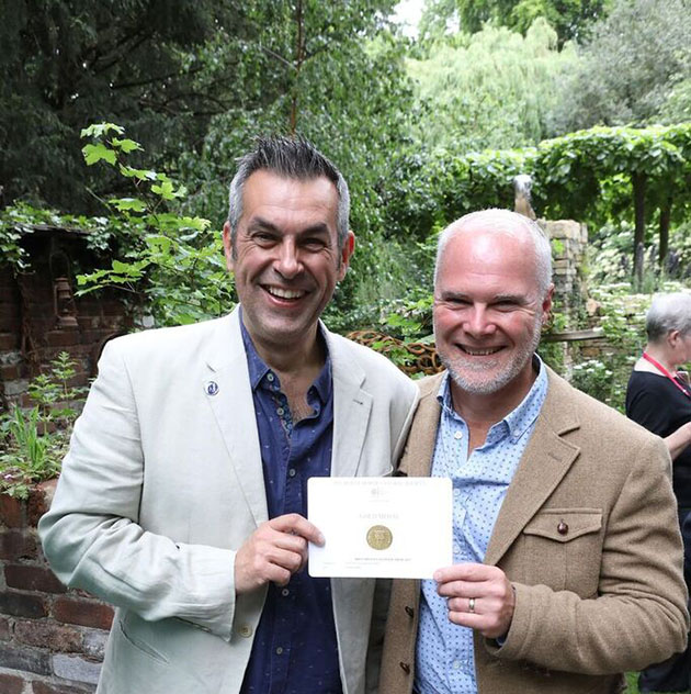 Garden Designers (L-R) Jonathan Smith and Adam Woolcott with the gold medal