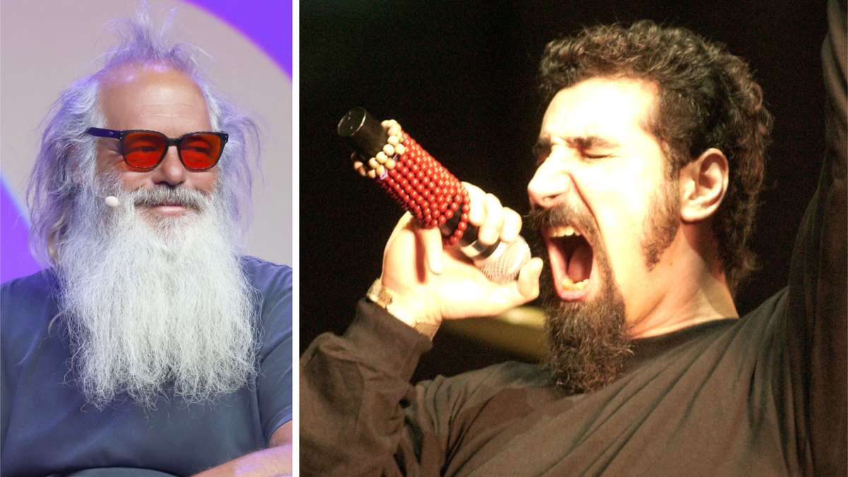 Rick Rubin in 2024 and Serj Tankian onstage with System Of A Down in 2001