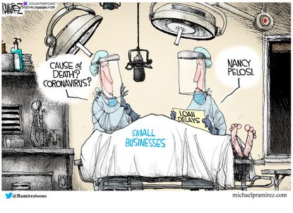 Political Cartoon U.S. small business relief nancy pelosi