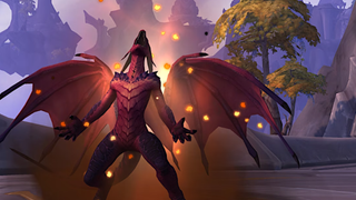 An Augmentation Evoker from World of Warcraft: Dragonflight unleashes draconic power.
