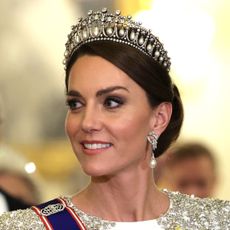 Princess Kate attends the State Banquet at Buckingham Palace on November 22, 2022.