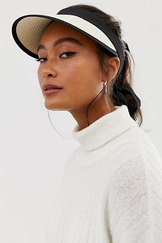 white straw-lined visor