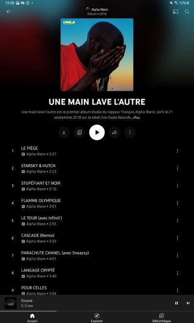 YouTube Music new interface on an Android tablet