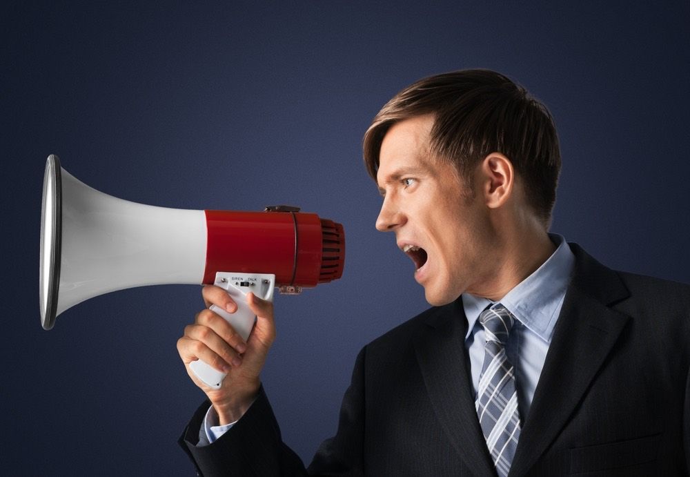 A man with a megaphone