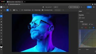 Photo of man in sunglasses being edited in Photoshop