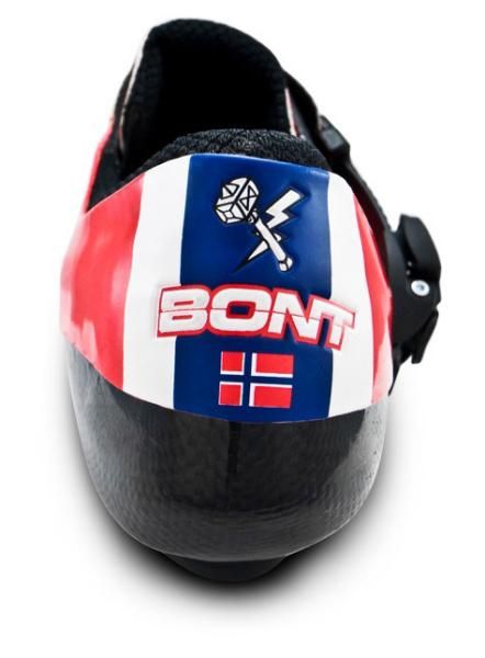 The shoe is based off Bont's a-one, featuring the red, white and blue of the Norwegian flag.