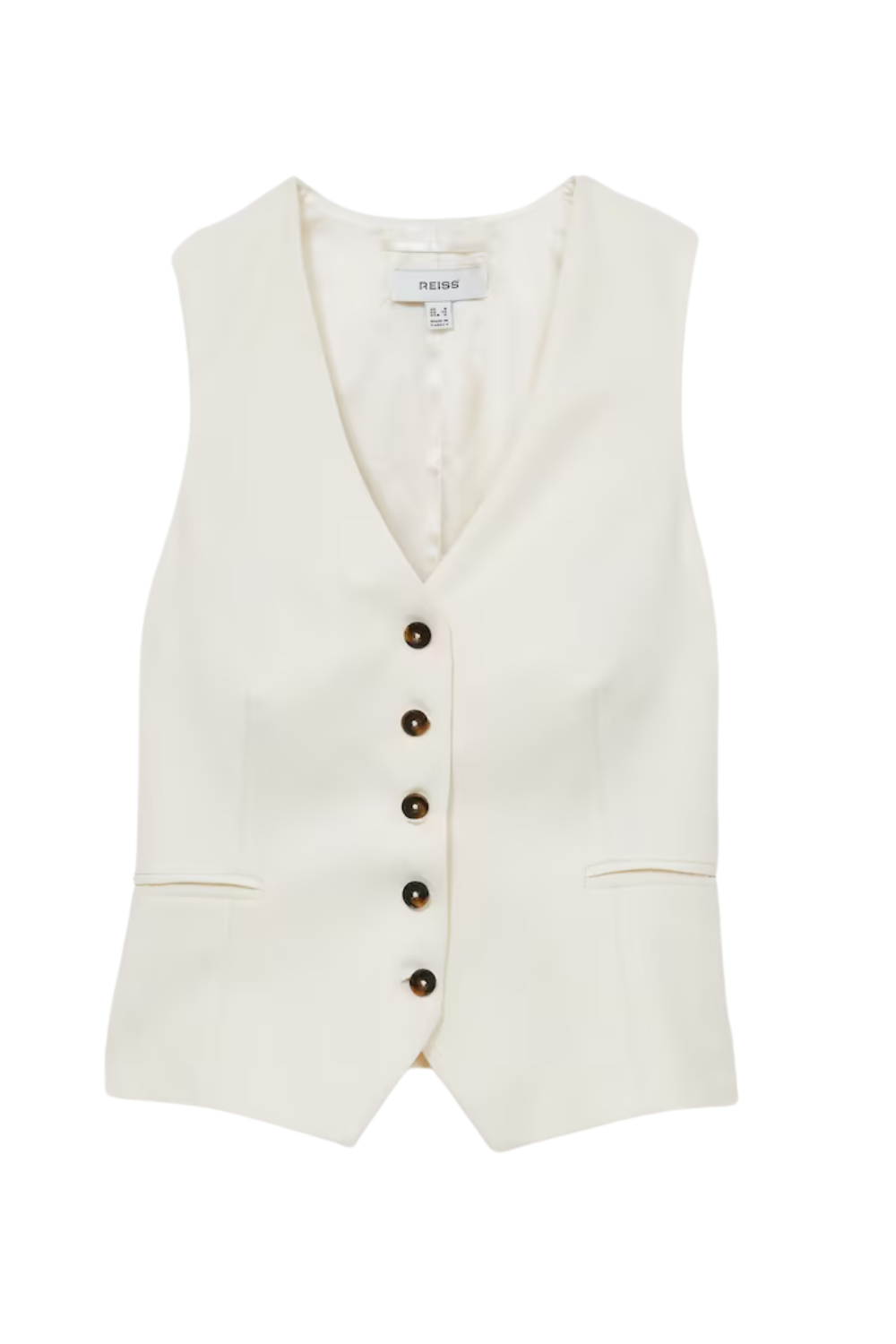 Single-Breasted Tailored Waistcoat in Cream