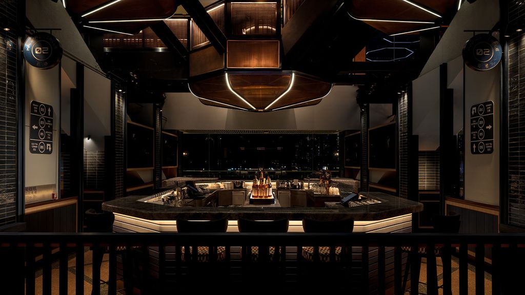 Dark restaurant interiors