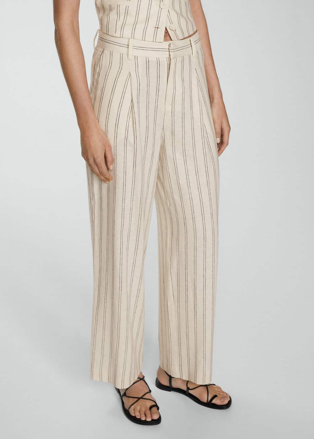 Striped Linen-Blend Trousers -  Women