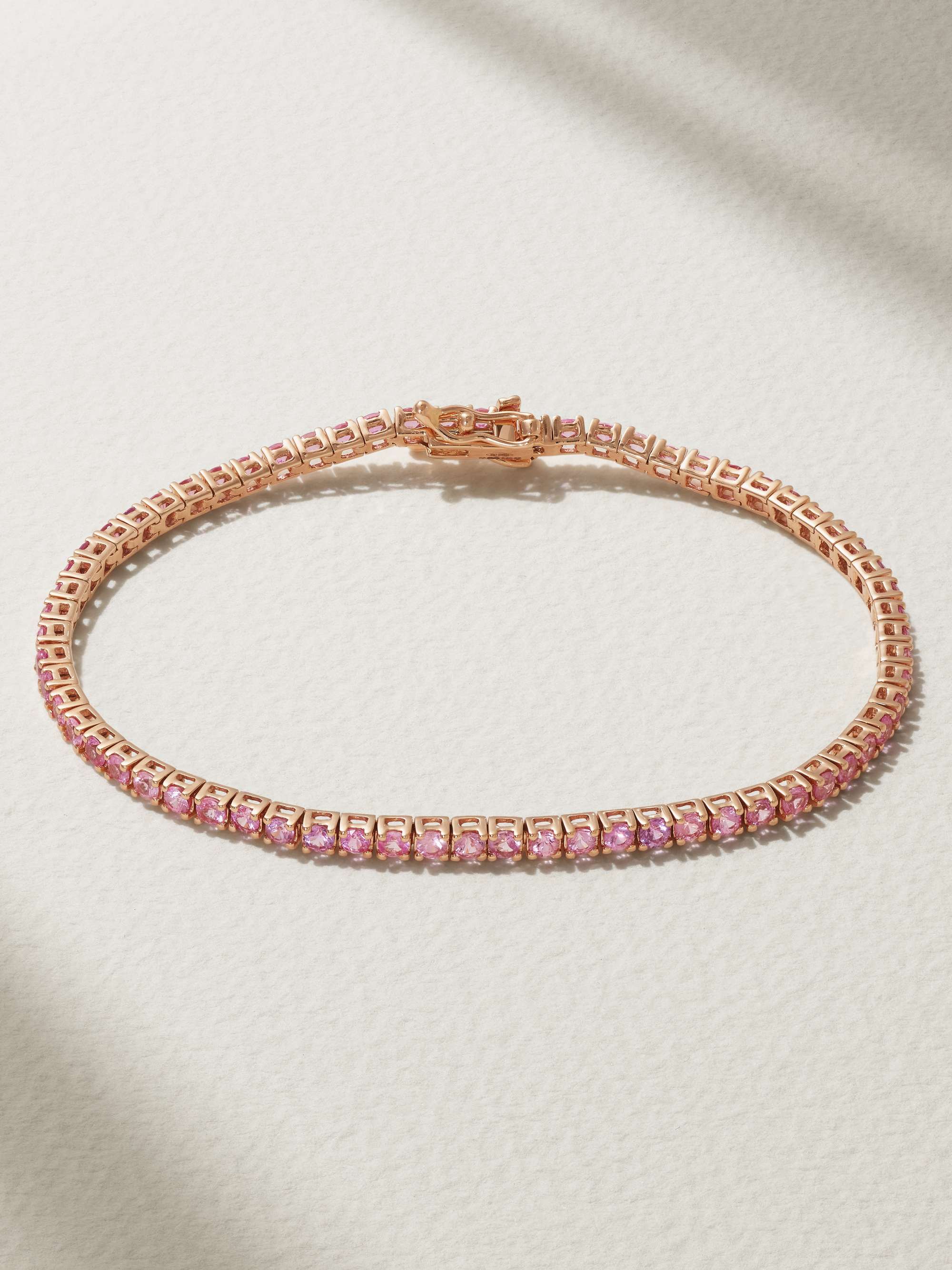 14-Karat Rose Gold Sapphire Tennis Bracelet
