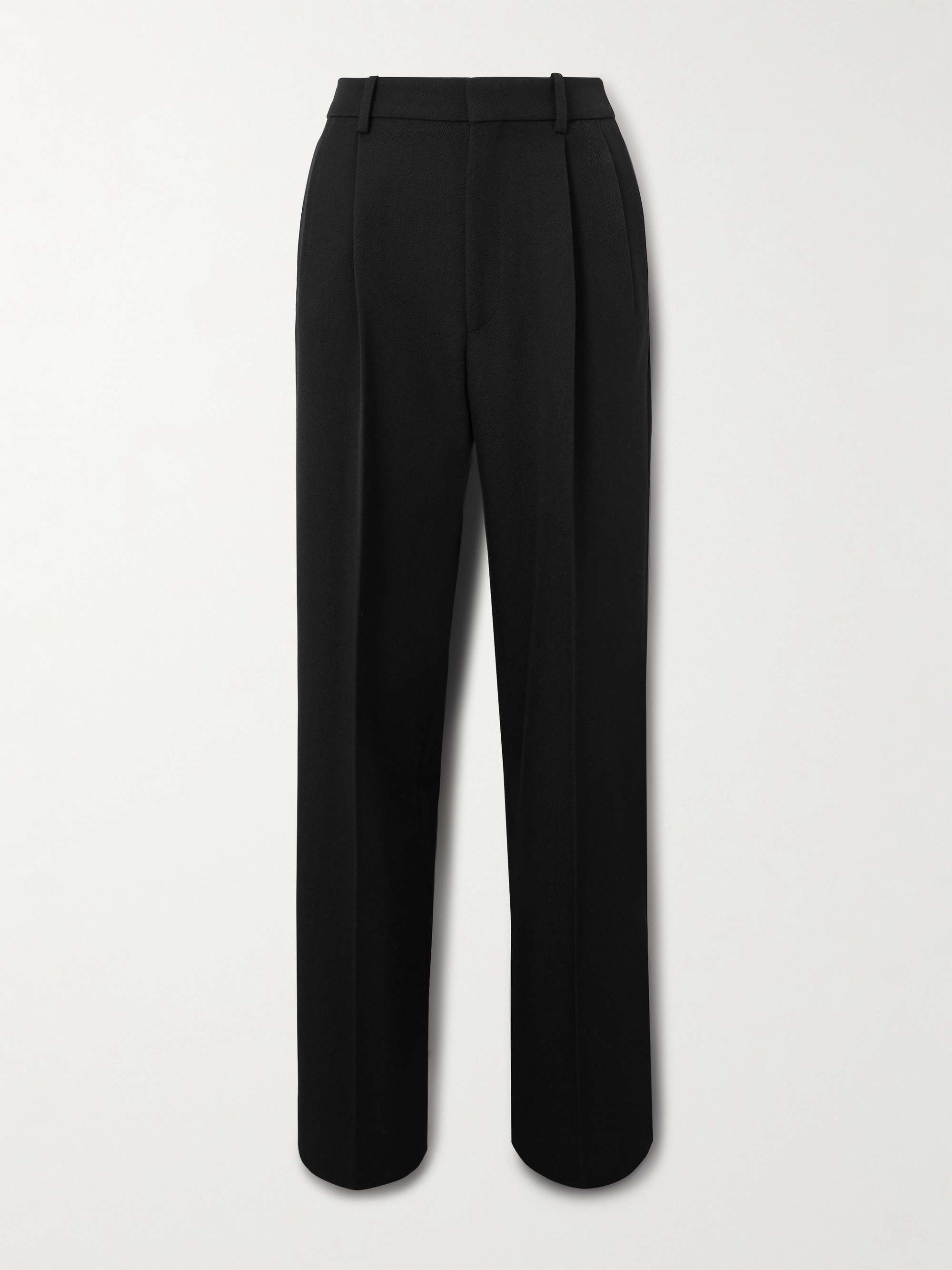 Grain De Poudre Wool Pleated Wide-Leg Pants