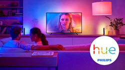 Philips Hue lifestyle image with logo