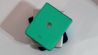 Three Razr 2025 phones stacked on top of each other