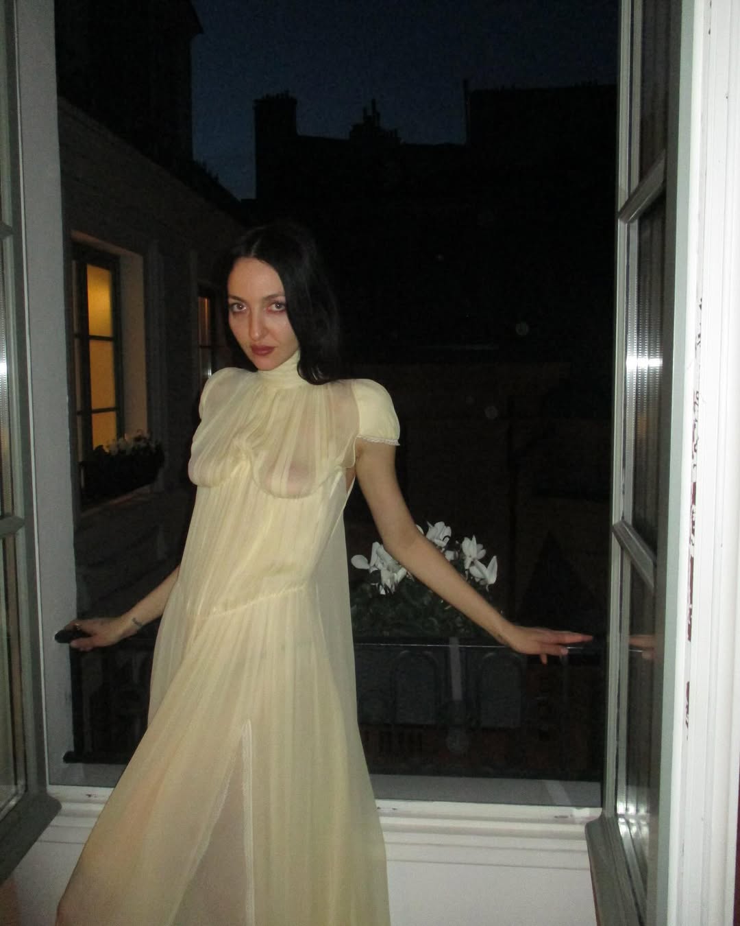 Tish Weinstock in a long gown.