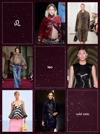 The animal print trend shown on the runways of Baum und Pferdgarten, Michael Kors; Tory Burch, Tom Ford, Jacquemus, and Zimmermann.