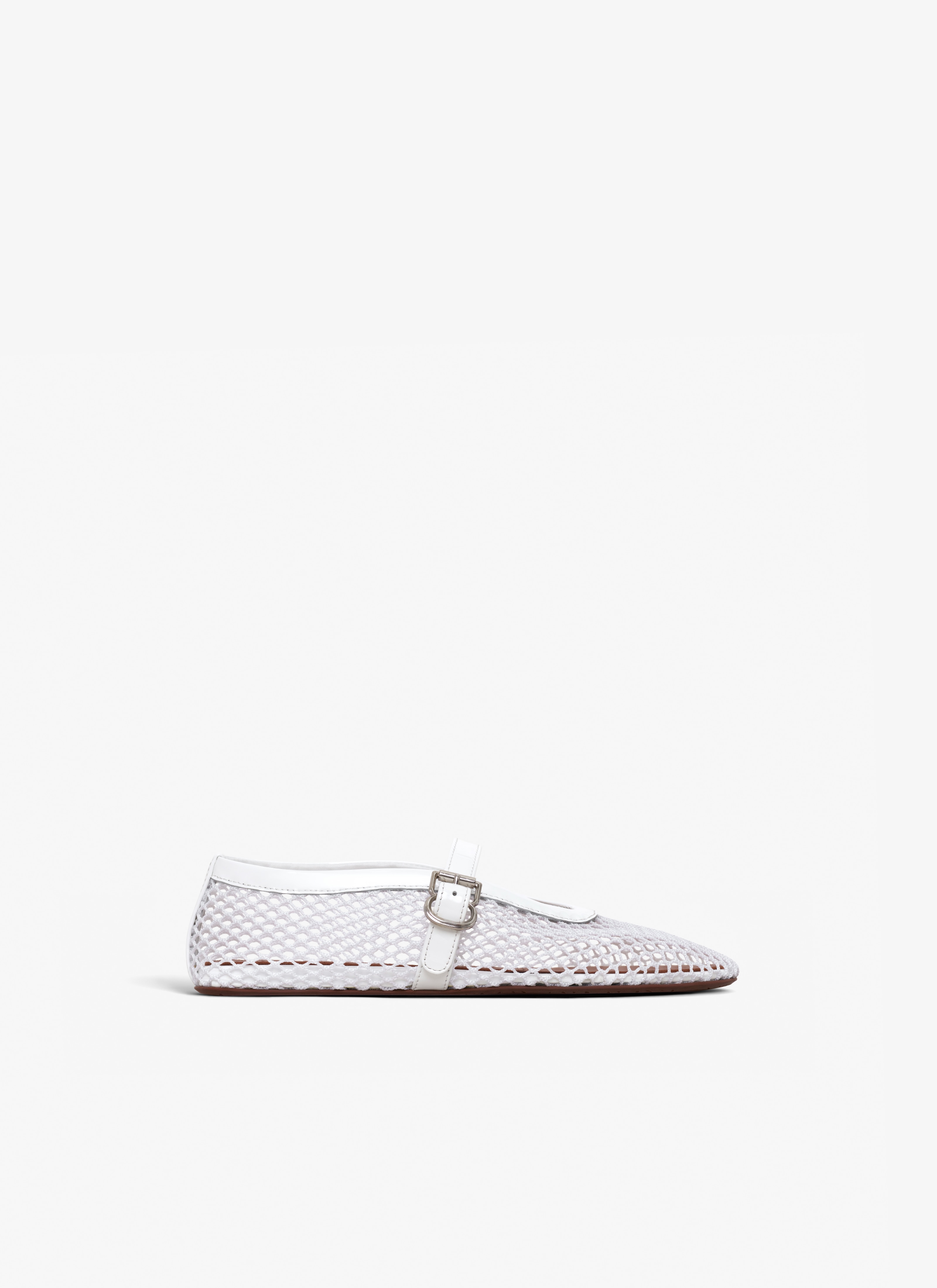 White Ballet Flats in Fishnet
