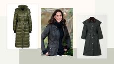 three of the best Barbour jackets, including Kate Middleton wearing a Barbour jacket