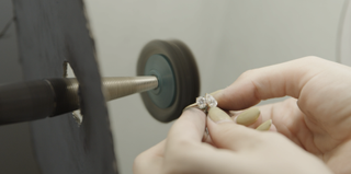 Photos of Stephanie Mazuera working on how to make an engagement ring.