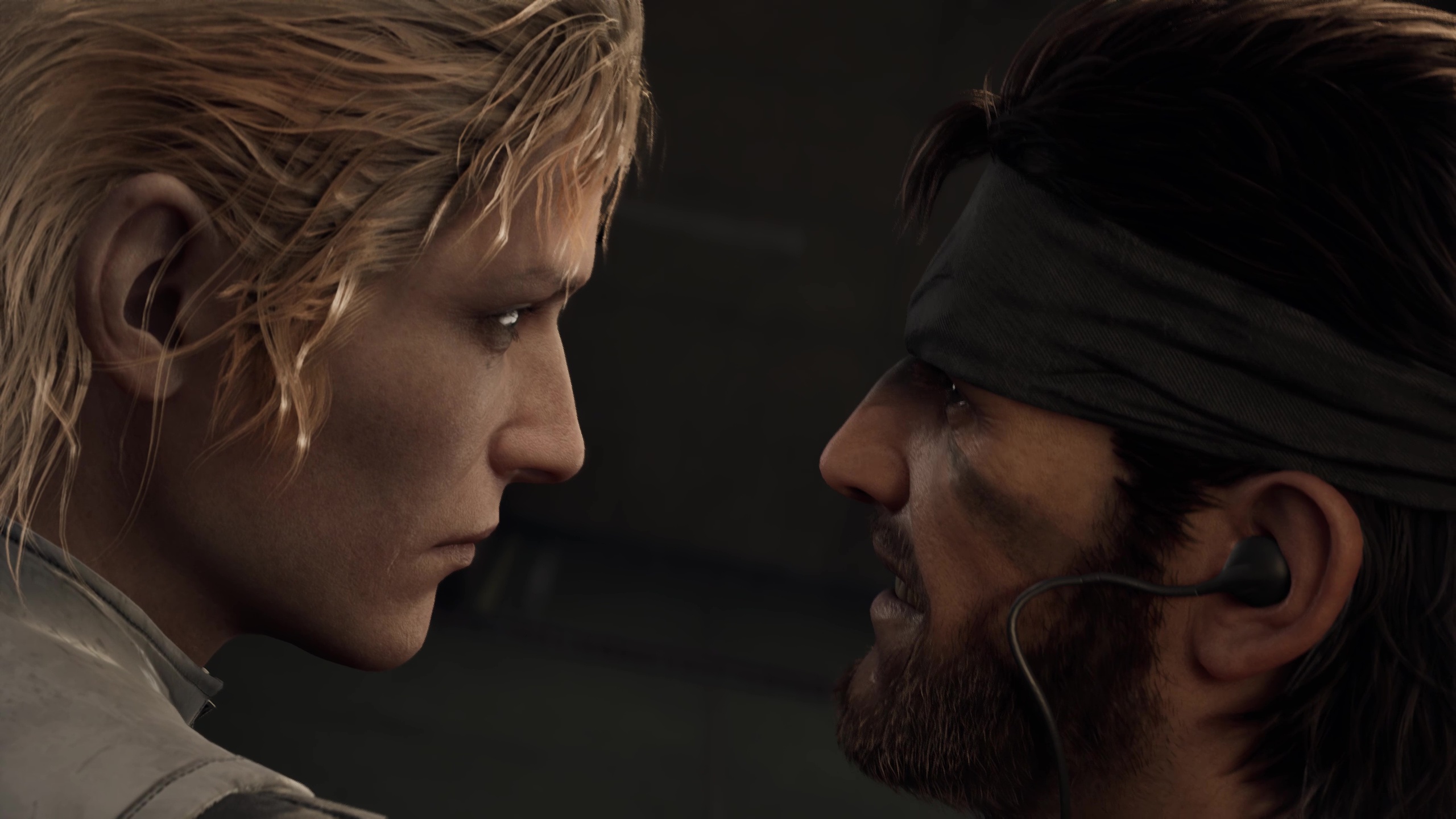 The Boss and Snake face to face in Metal Gear Solid Delta: Snake Eater while fighting