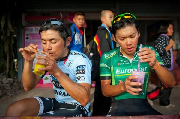 After the training and the riders enjoy shaved ice