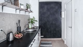 Chalkboard wall in small kitchen