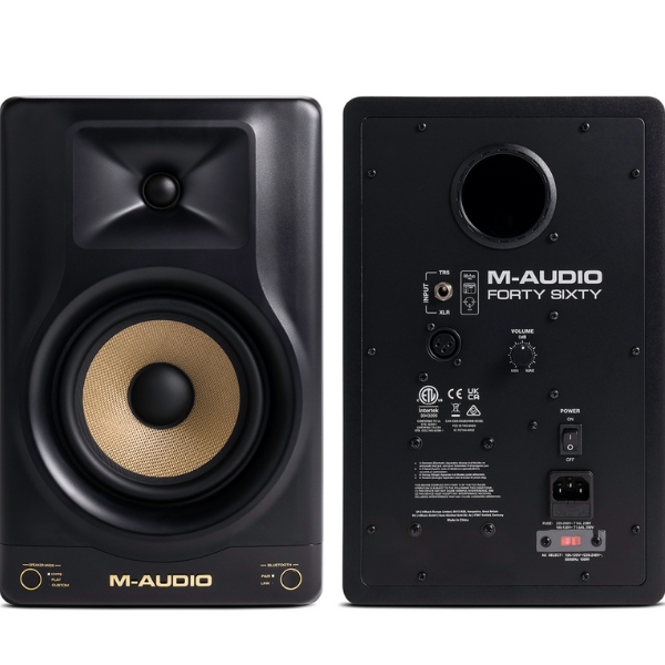 A pair of M-Audio Forty Sixty studio monitors