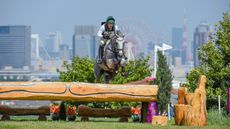 Austen O&rsquo;Connor riding Colorado Blue for Ireland jumps clear inside the time around the Olympic eventing cross-country at the Tokyo Games