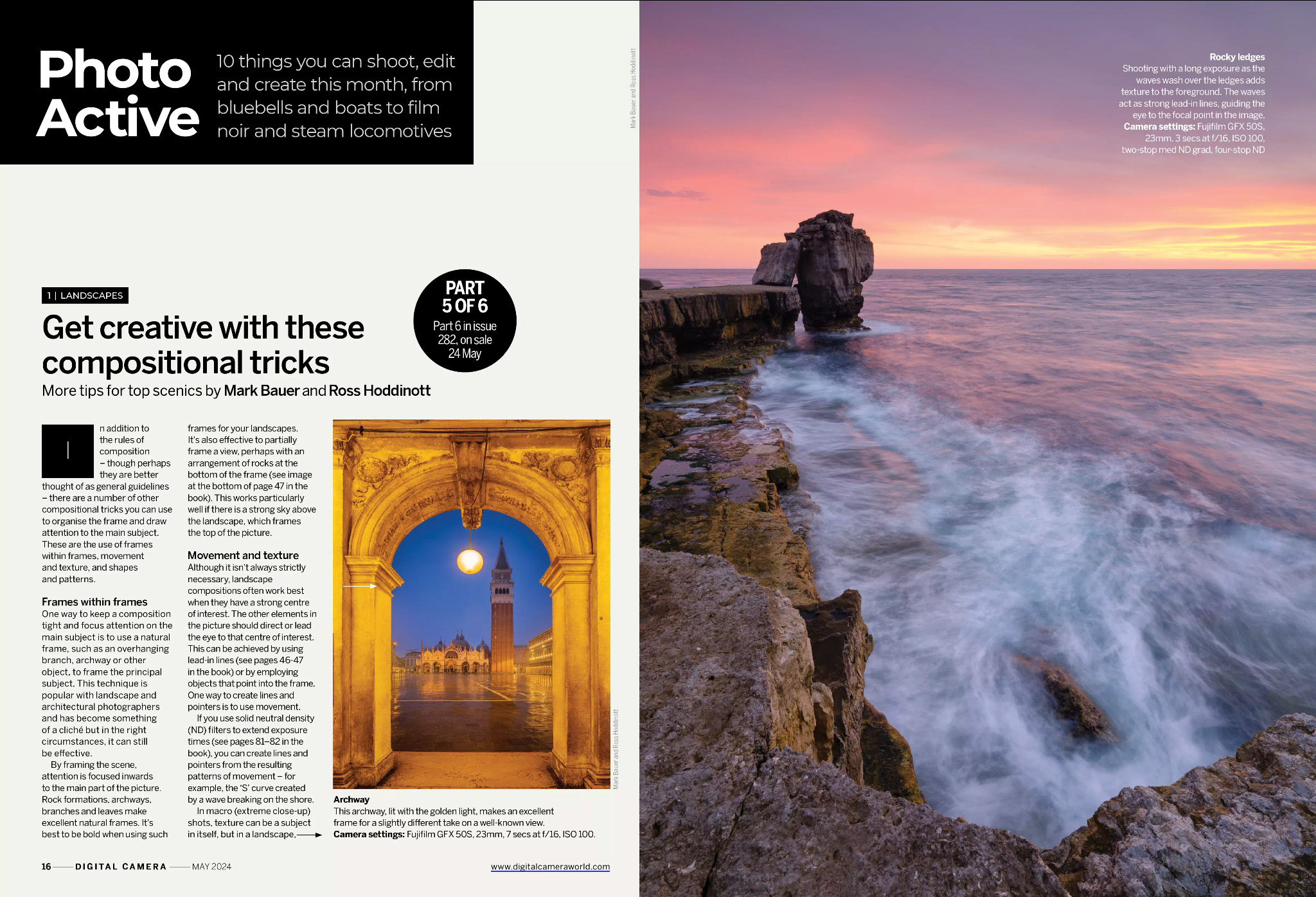 Opening two pages of Photo Active projects section in issue 281 (May 2024) of Digital Camera magazine