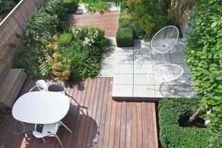 decking and paving in modern garden