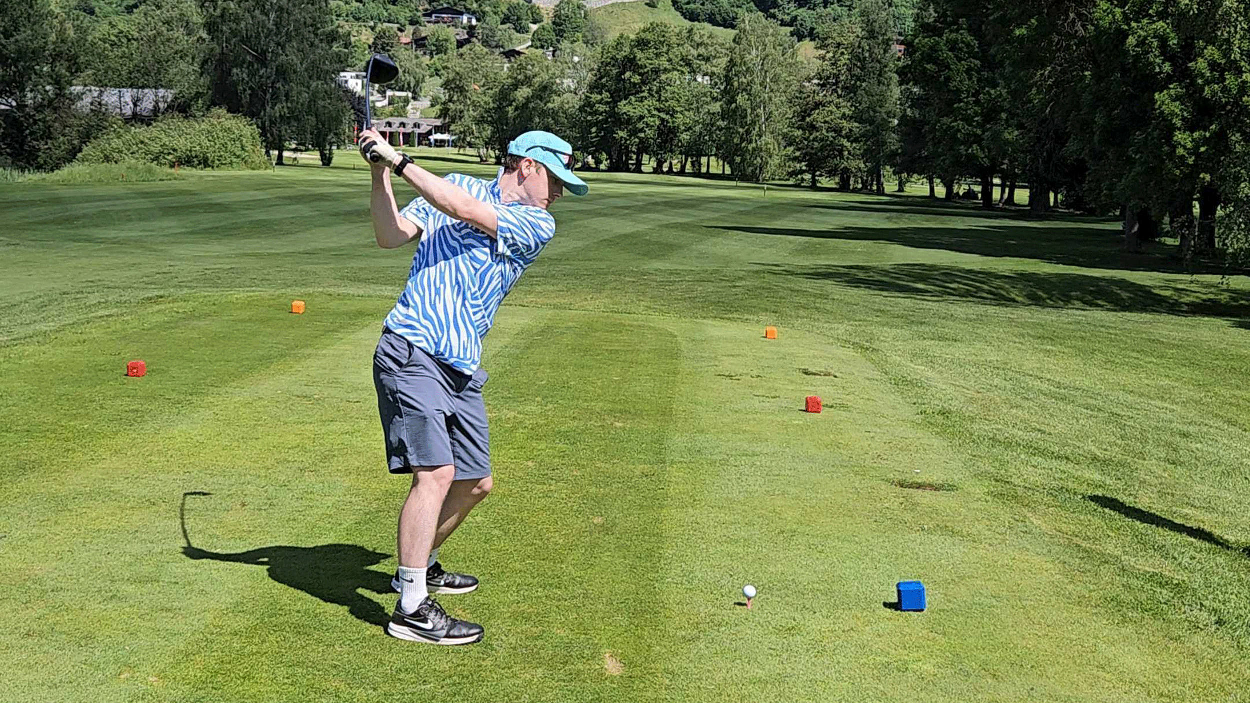 Jonny Leighfield hitting a drive at Golfclub Zell am See in Austria, 2026