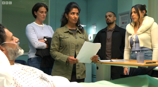 Suki reads Nish's will in hospital